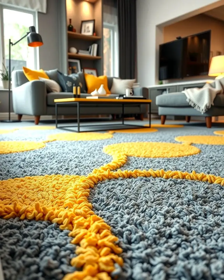 Grey Carpet with Yellow Accents