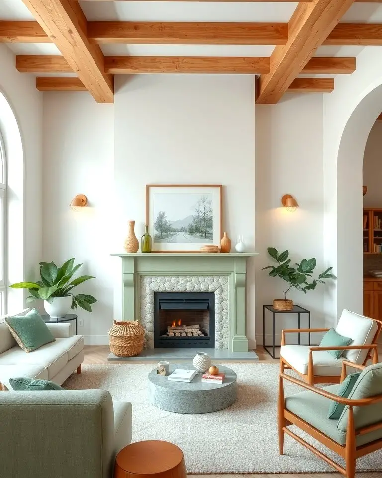 Stunning Sage-Toned Fireplace