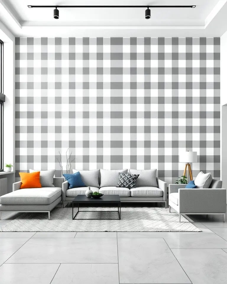 Grey and White Striped Accent Wall