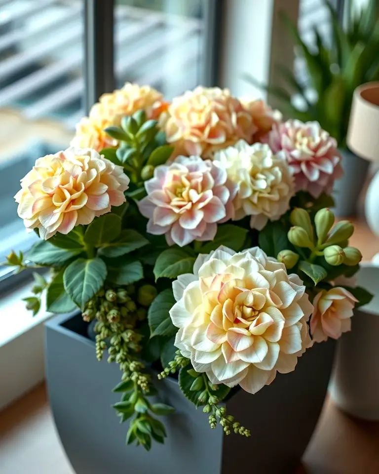 Hydrangeas with Succulents