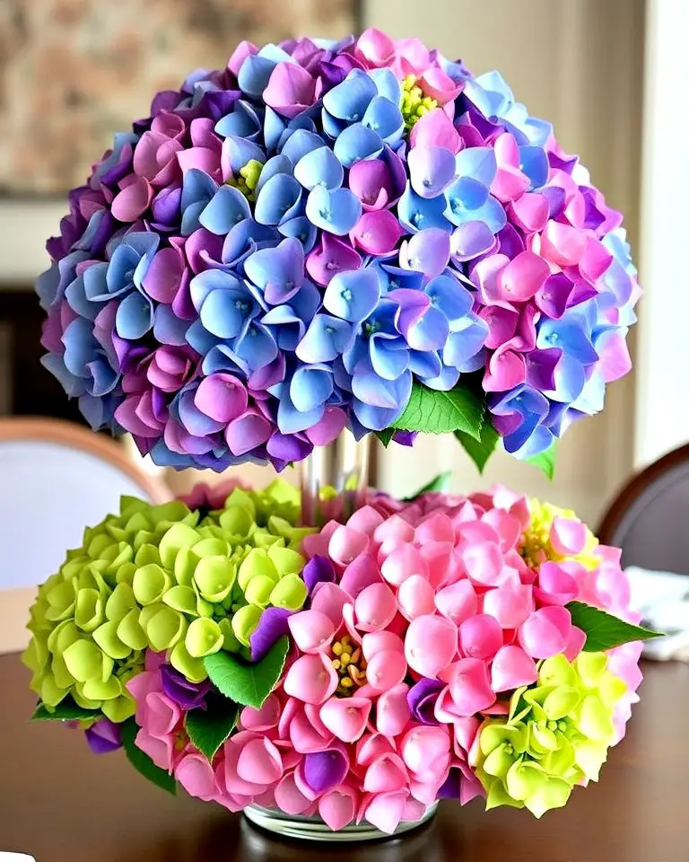 Vibrant Multicolored Hydrangea Display