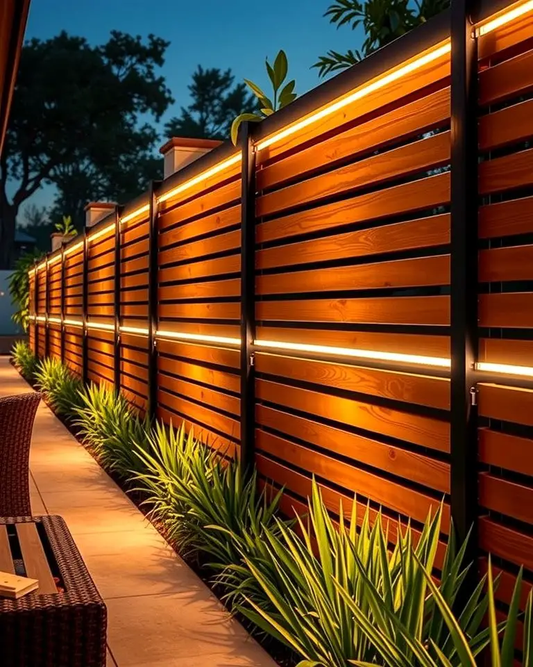 Horizontal Fence with Lighting