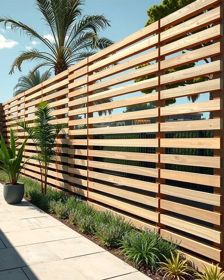 Staggered Horizontal Slat Fence