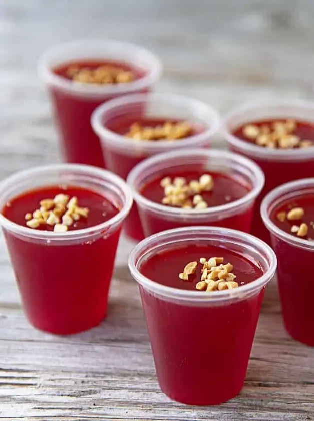 Peanut Butter Raspberry Jello Shots