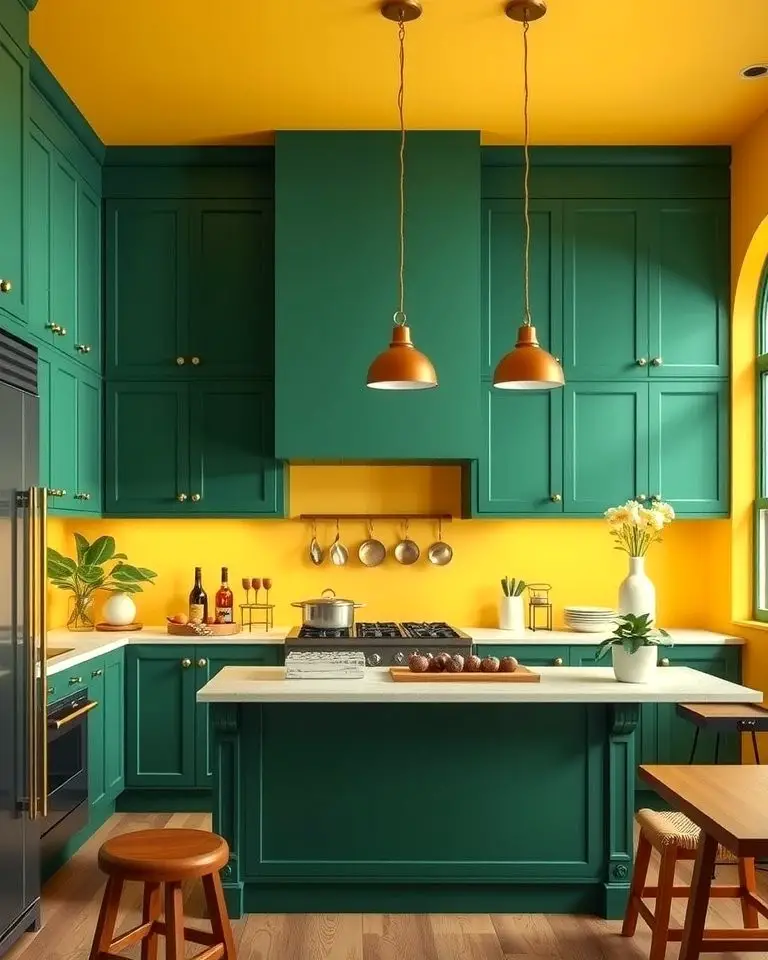 Green and Yellow Accent Walls