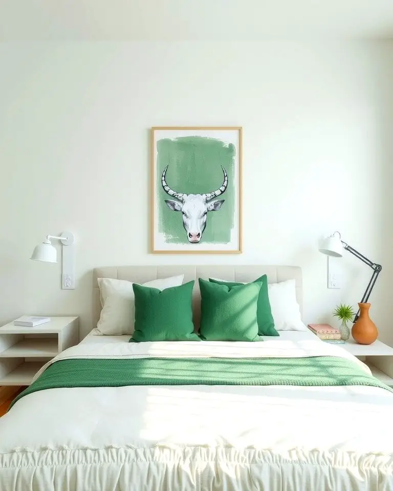 Minimalist Green and White Accents