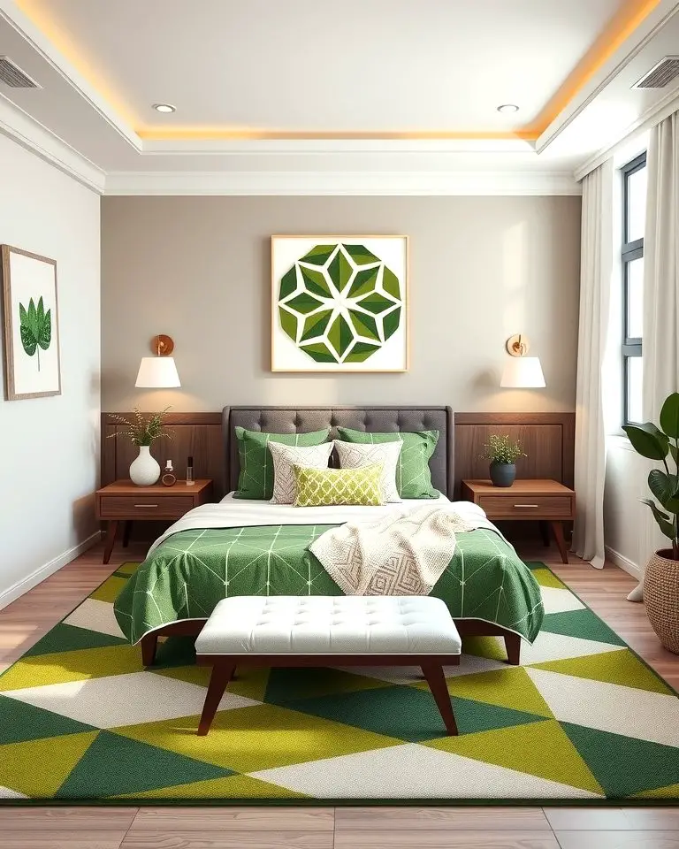 Geometric Patterns in Green and White