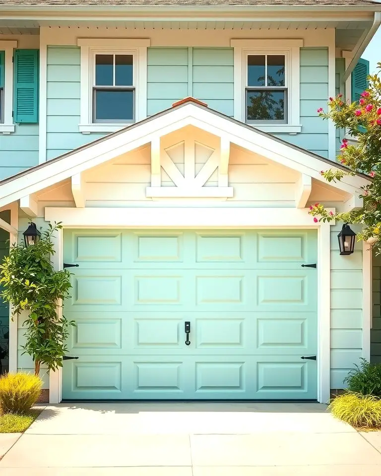 Mint Green Garage Door for a Fresh, Retro Vibe
