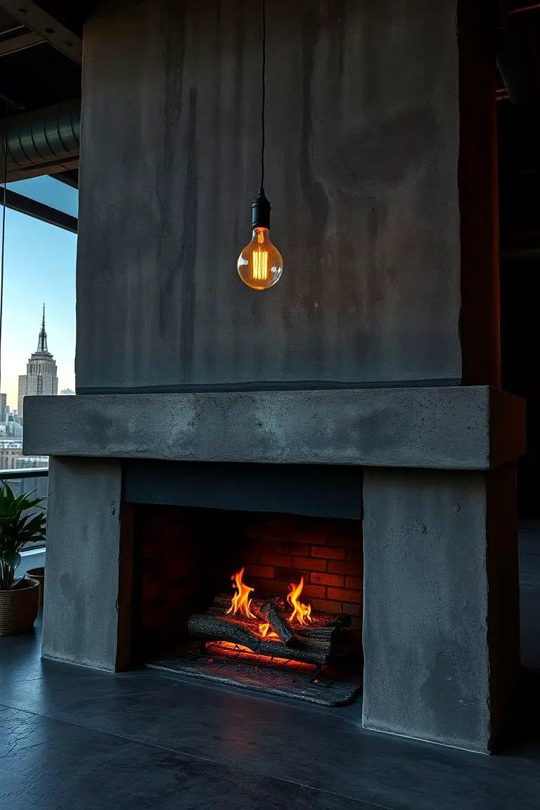 Industrial Concrete Fireplace