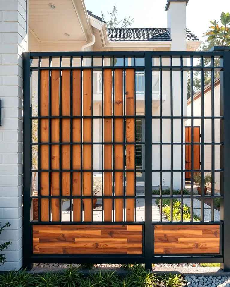 Bold Geometry with Metal Grids and Wood Panels