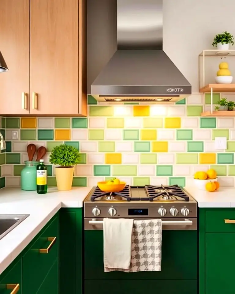 Green and Yellow Backsplash Harmony