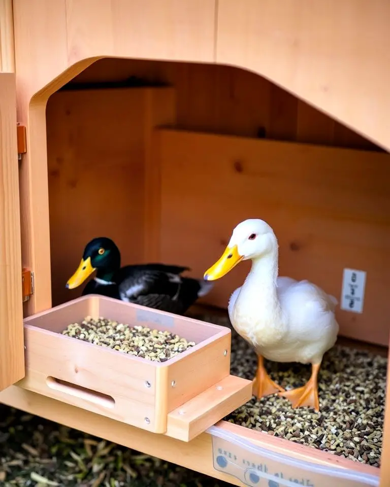 Duck House with Built-in Feeder