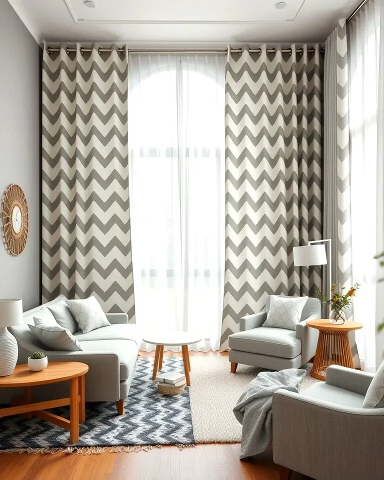 Grey and White Chevron Curtains