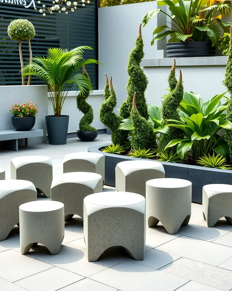 Modern Concrete Stool Cluster