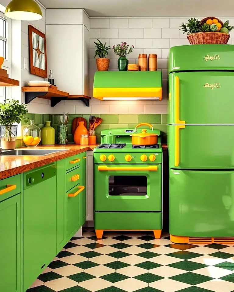 Green Appliances with Yellow Details