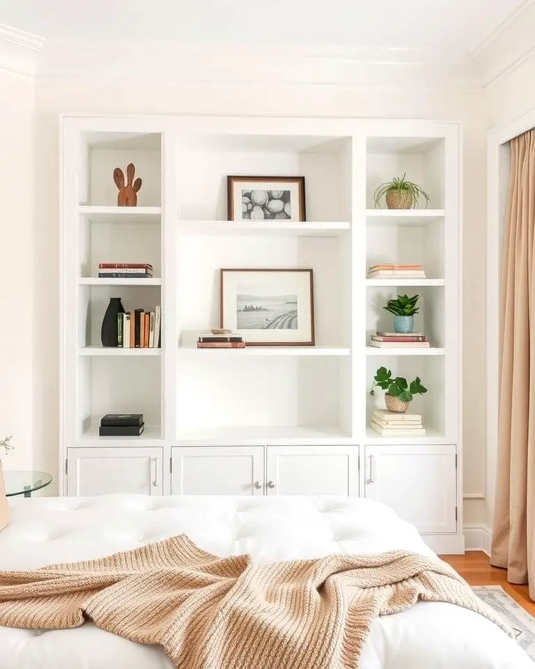 White Built-In Shelves for Storage