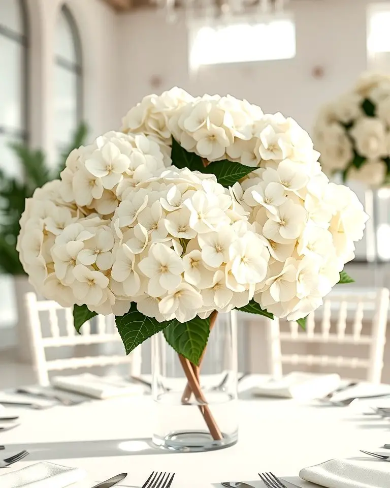 Elegant White Hydrangea Centerpiece