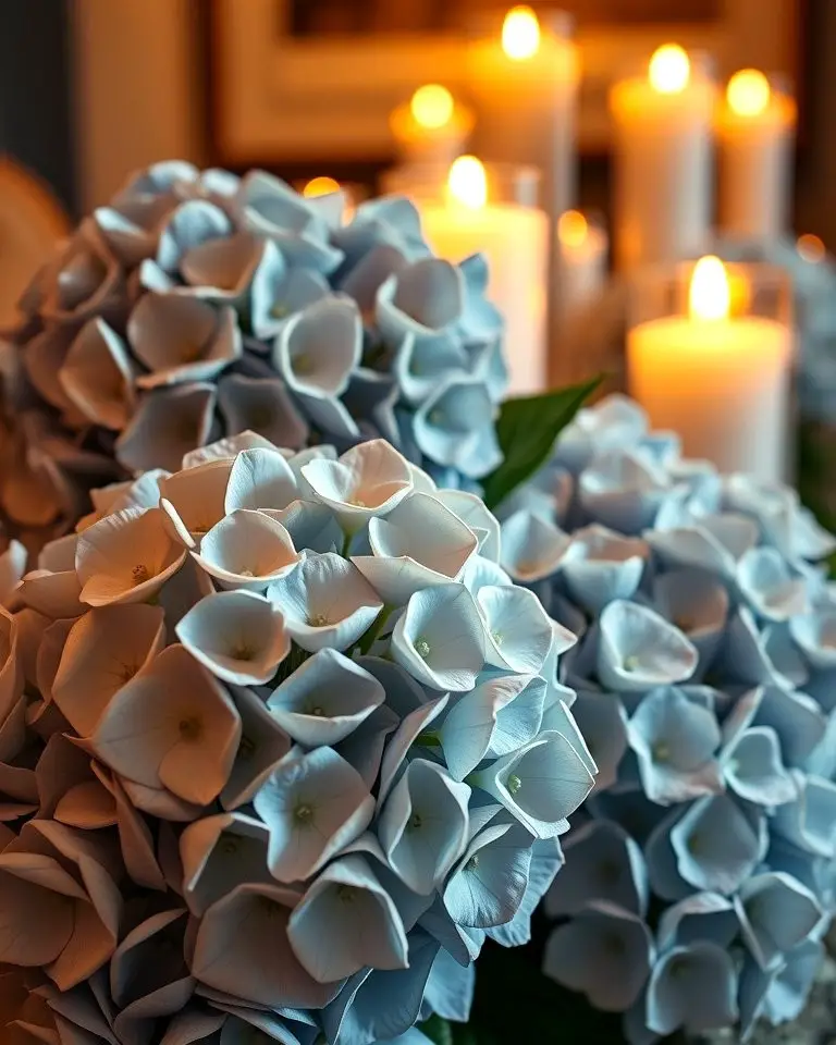 Hydrangeas with Candlelight Glow