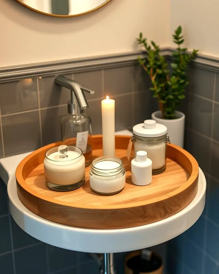 Round Wooden Tray for a Balanced Look