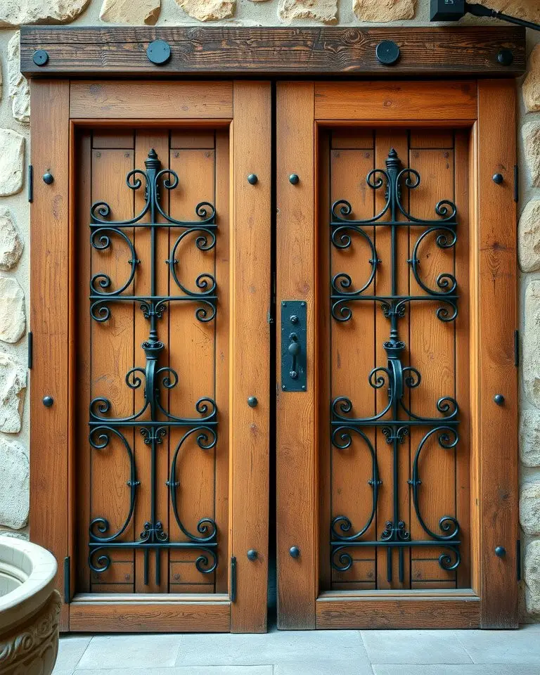 Rustic Wooden Doors with Iron Accents