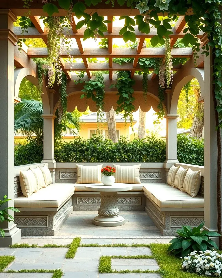 Pergola with Built-in Bench