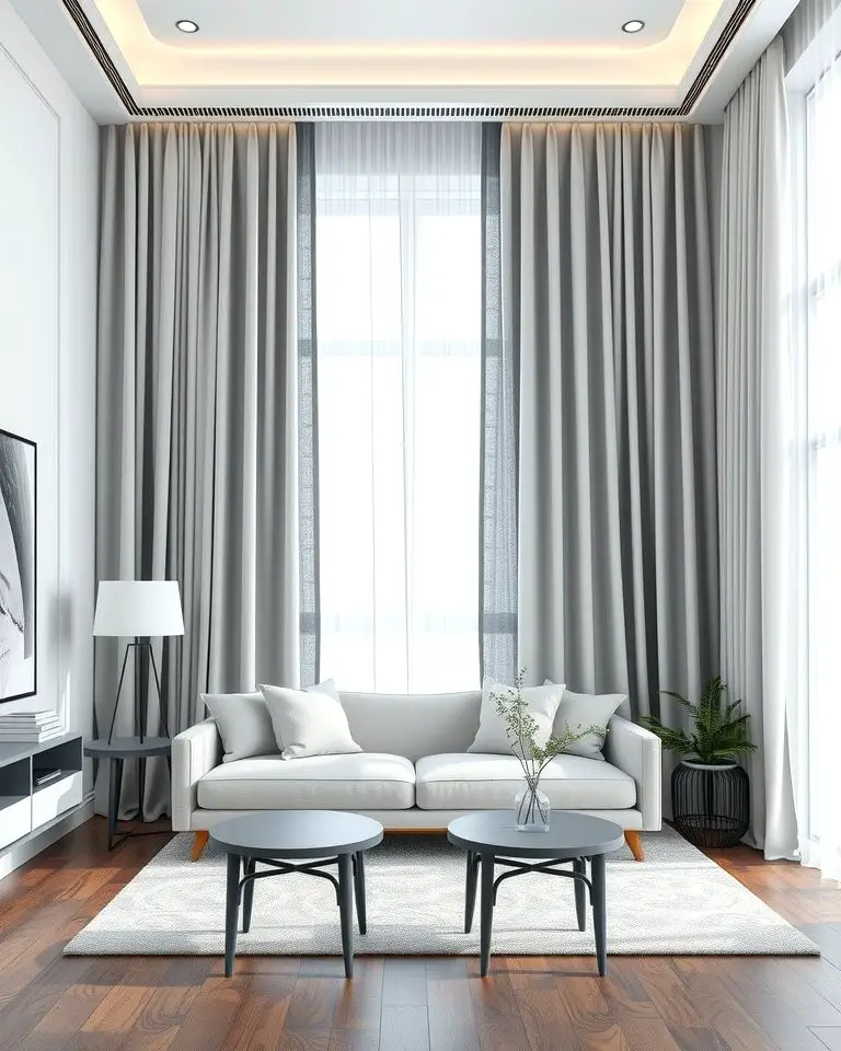 Grey and White Striped Curtains