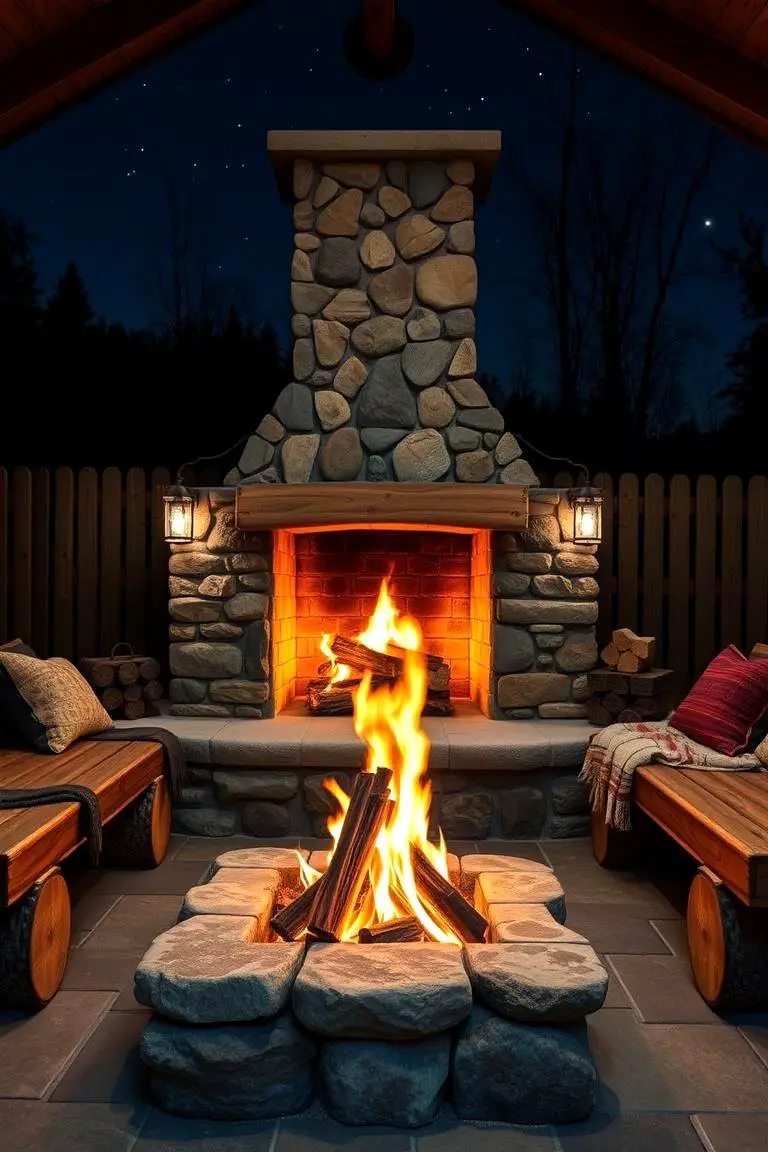 Rustic Outdoor Fireplace Haven