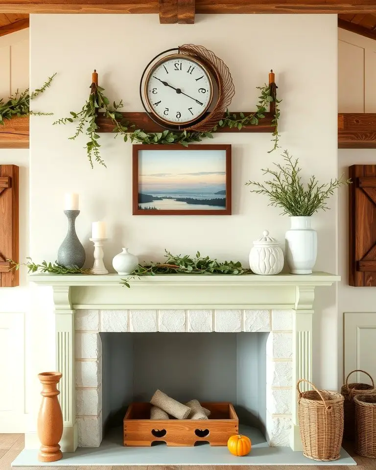 Sage Green Painted Mantel