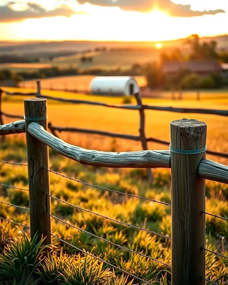 Farmhouse Vibes with Split Wood Rails and Metal Wire
