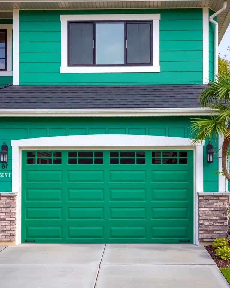 Emerald Green Garage Door for a Vibrant Statement