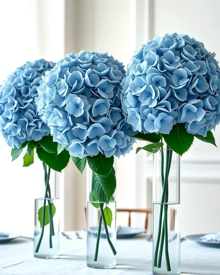 Monochromatic Hydrangea Centerpiece