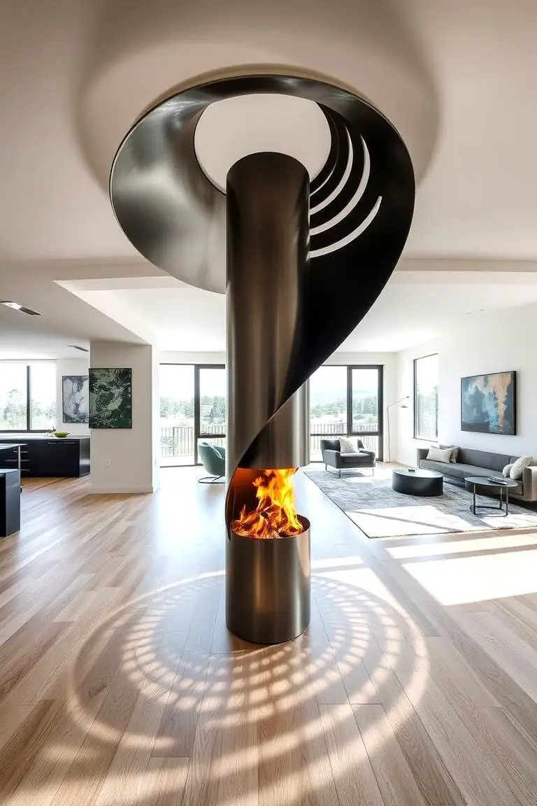 Sculptural Freestanding Fireplace