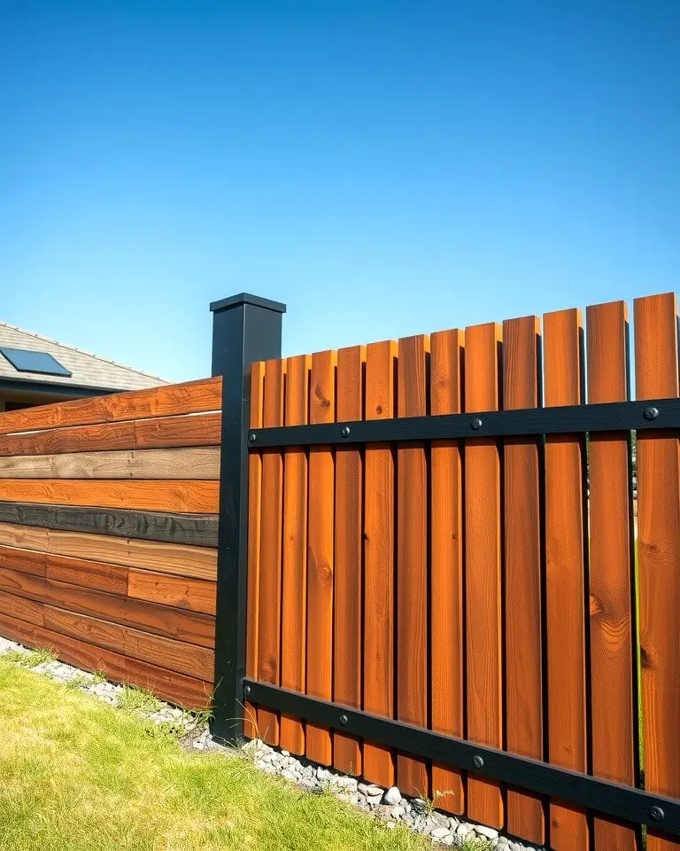 Metal and Wood Horizontal Fence