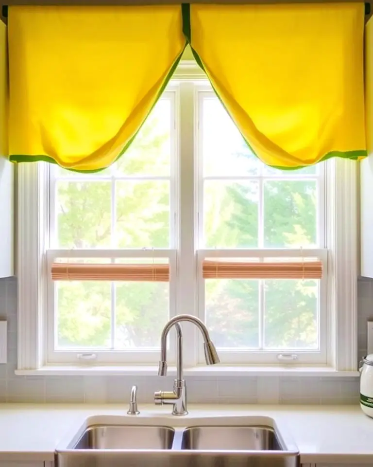 Yellow Curtains with Green Trim