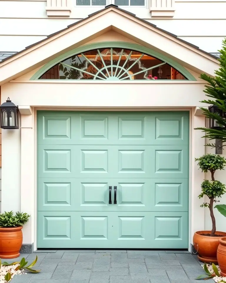 Pistachio Green Garage Door for Whimsical Charm
