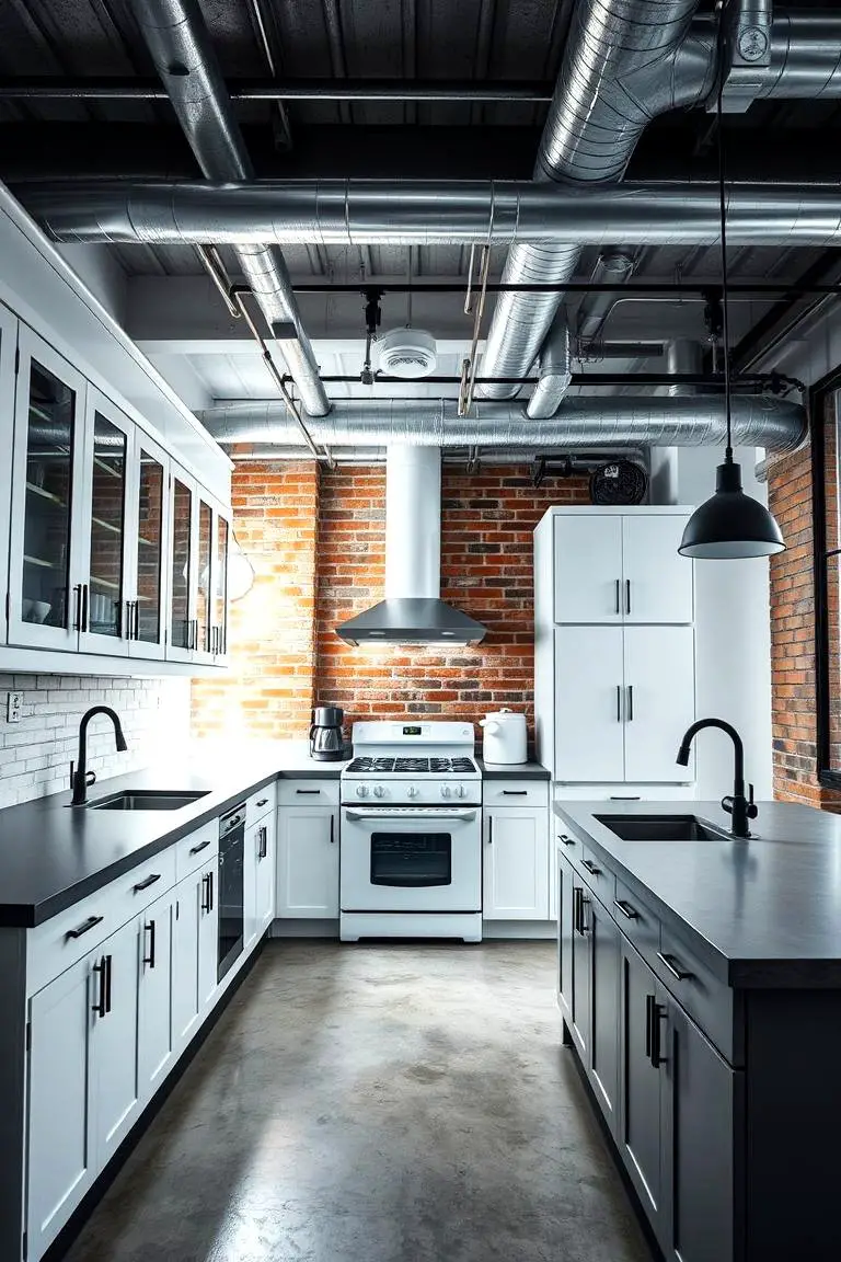 Sleek Industrial White Kitchen