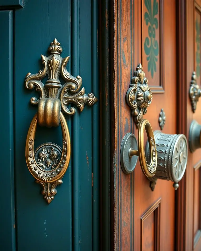 Doors with Decorative Knockers and Handles