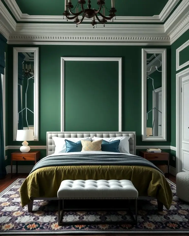 Bold Green Walls with White Details