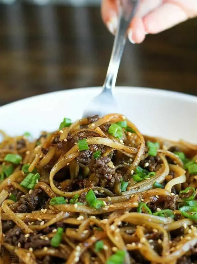 Easy Mongolian Ground Beef Noodles