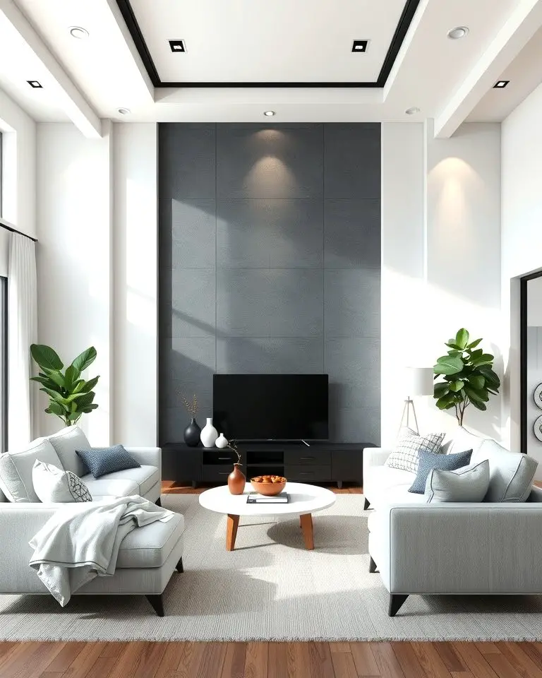 Neutral Grey and White Accent Walls