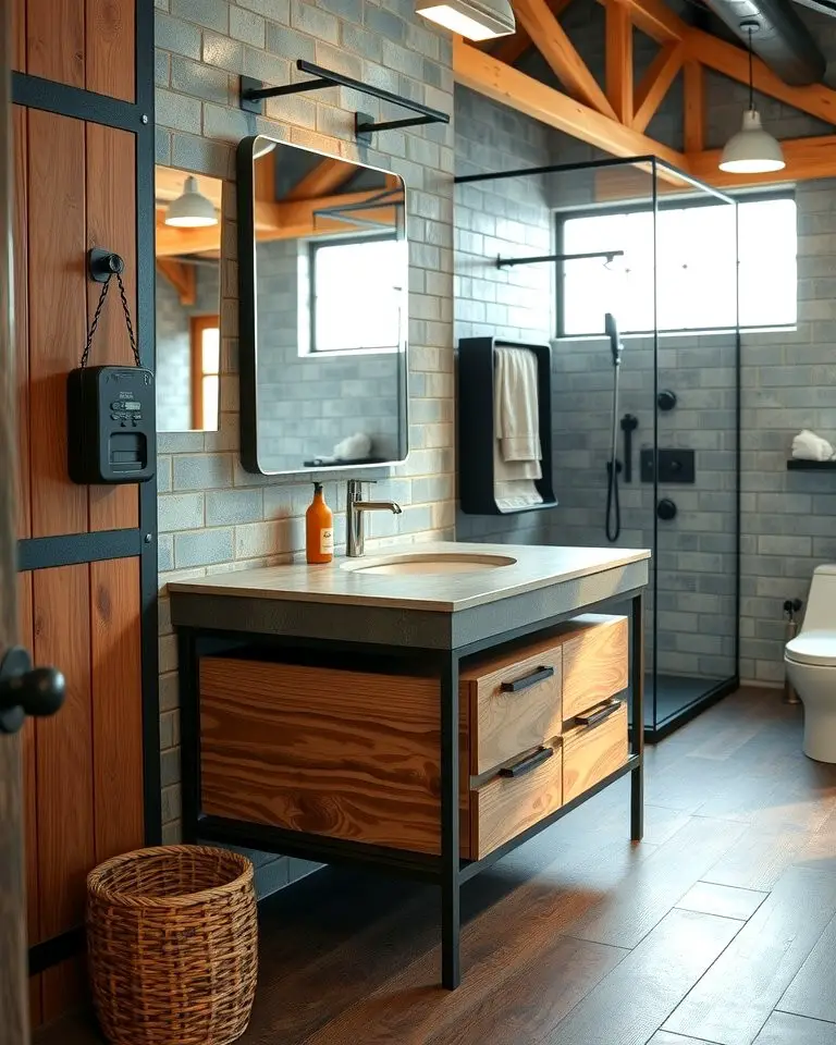 Industrial Vanity with Metal and Wood