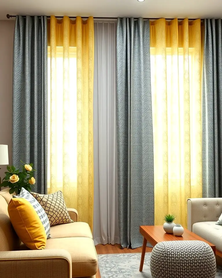 Grey and Yellow Patterned Curtains