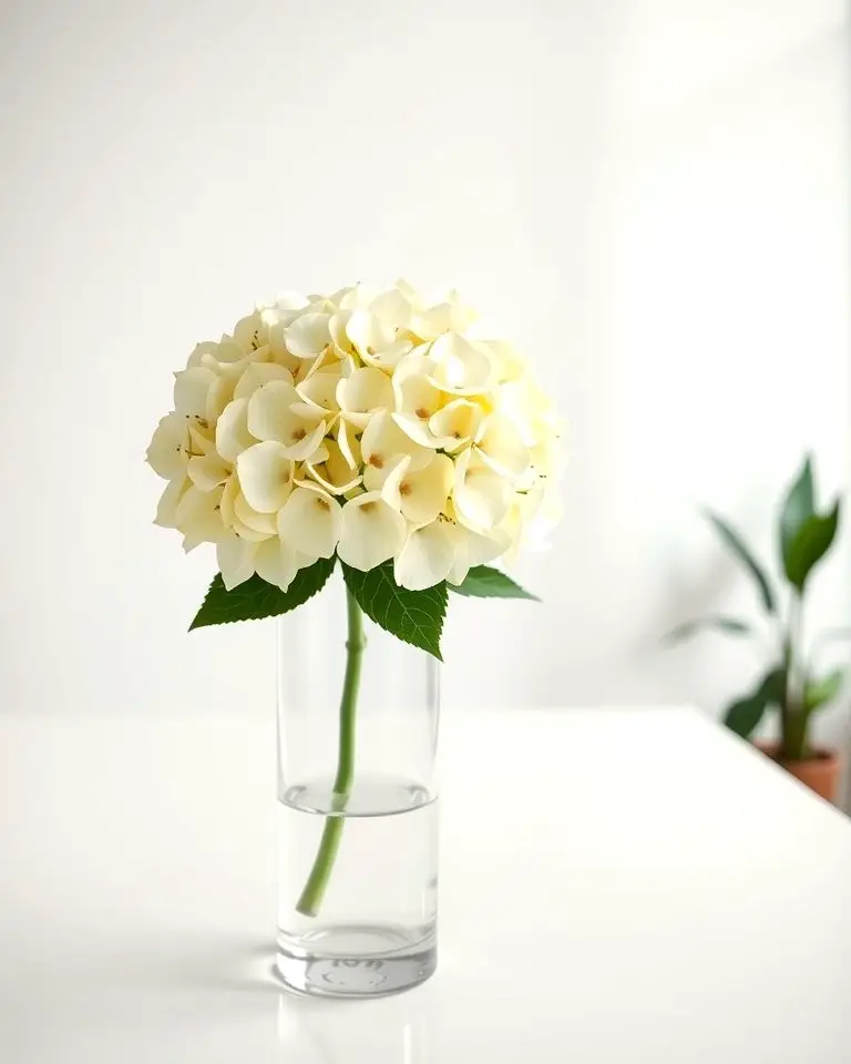 Minimalist Single Stem Hydrangea Centerpiece