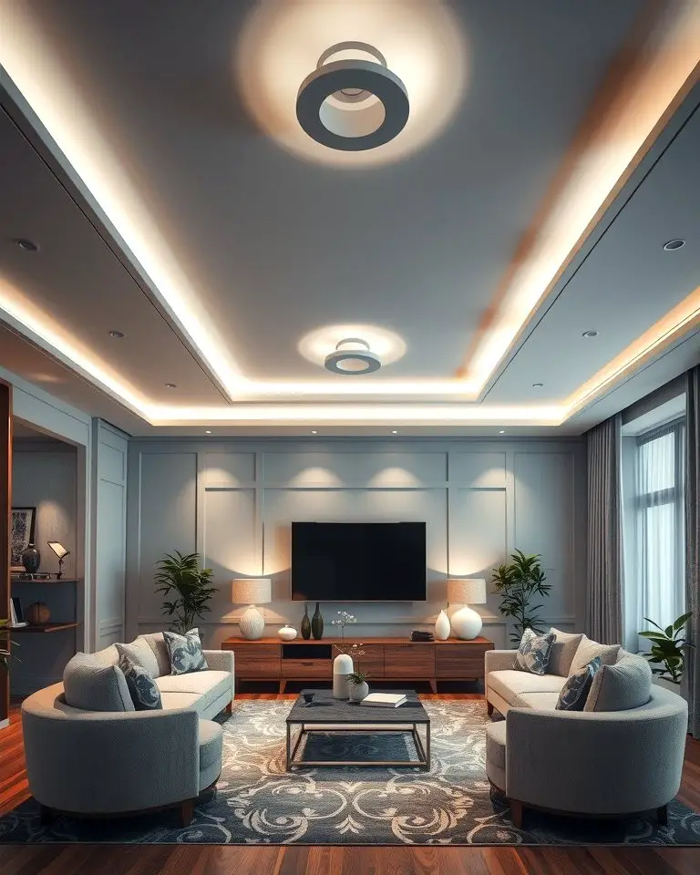 Grey and White Layered Lighting
