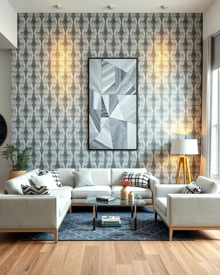 Grey and White Patterned Wallpaper