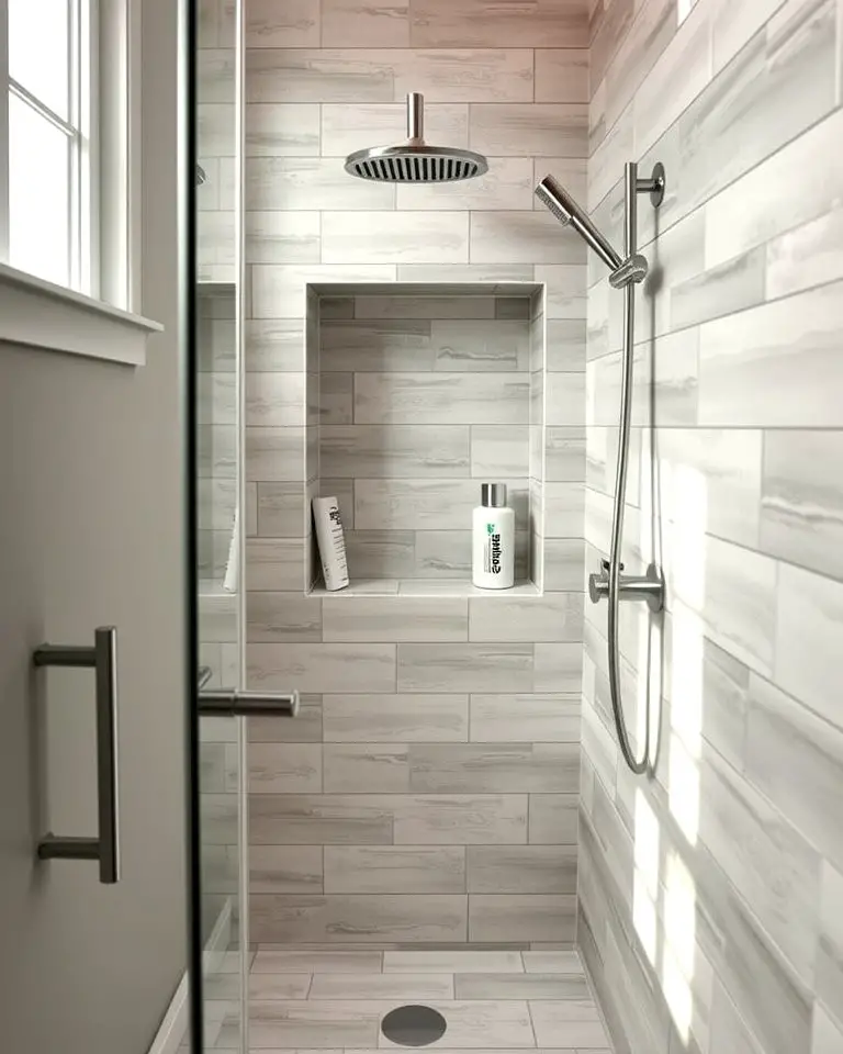 Corner Shower Niche to Maximize Space