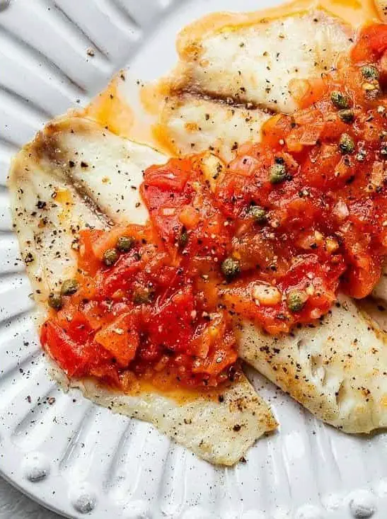 Broiled Fish with Tomato Caper Sauce