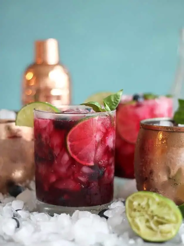 Blueberry Basil Moscow Mules