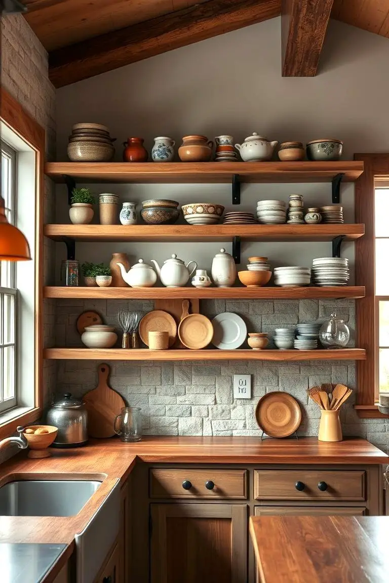 Rustic Open Shelving Display
