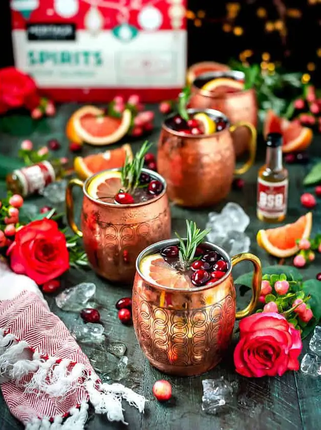Grapefruit Bourbon Yule Mules